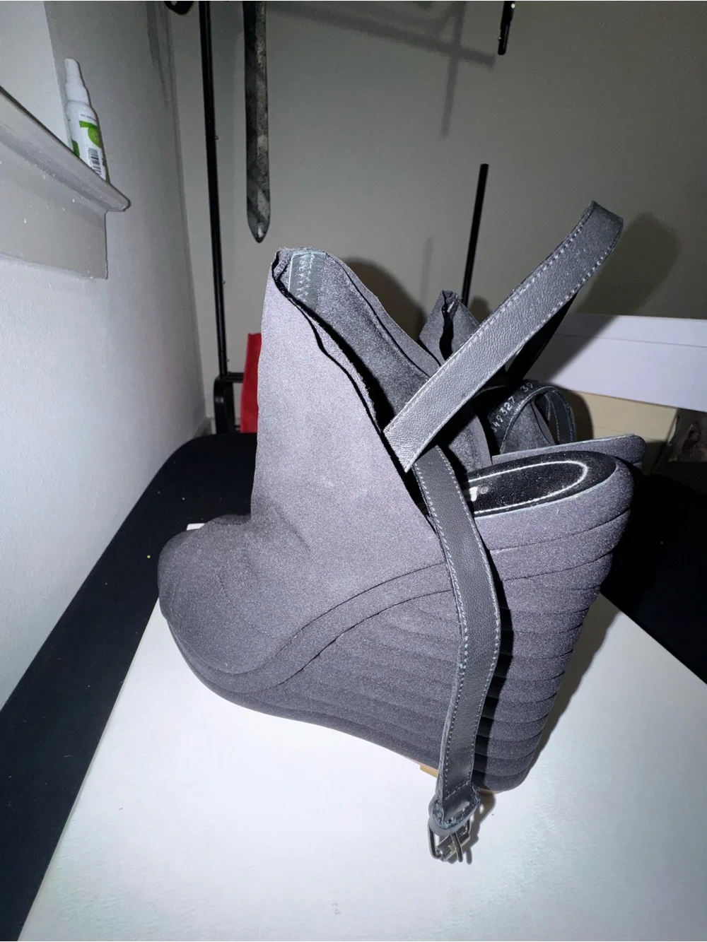 Balenciaga Black Fabric Wedge Ankle Boots with Ruched Upper